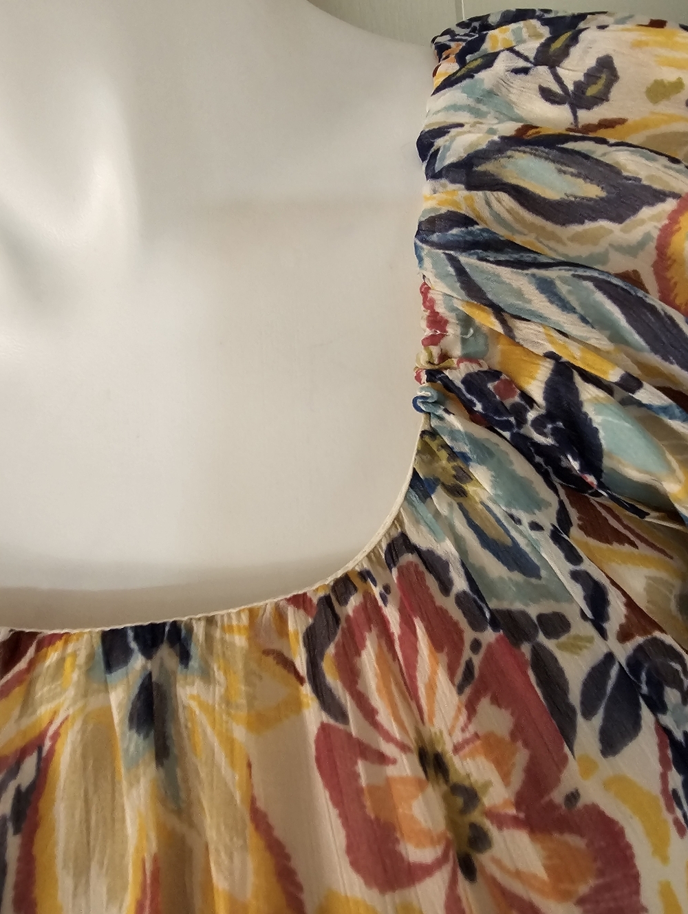 Anthro Patrons of Peace Floral Tiered Midi Dress Sz L (10-12) Boho Puff Sleeve - Picture 6 of 12